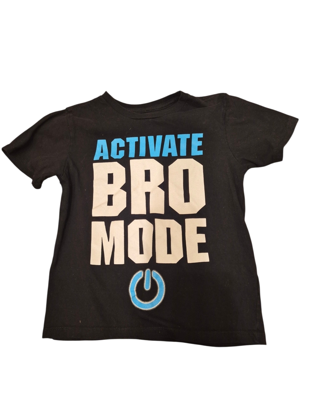 Old Navy Boys Black Tee with Blue and White "Activate Bro Mode" Graphic